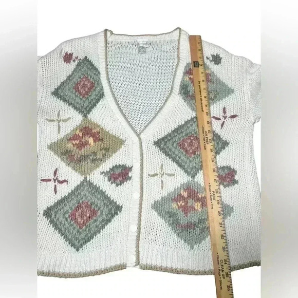 Vintage Hastin&SmithGranny Square Knit Cardigan Sweater size M Boho Cottagecore - Picture 8 of 10